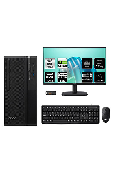 ACER Veriton S2720G Core i5 14400 16GB 512GB SSD GT1030/4GB FDOS Masaüstü Bil...