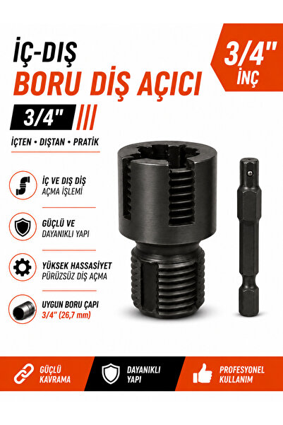 Lenox İç Dış Boru Diş Açma 3/4 İnç Pafta Seti Boru Vida Dişi Açma Aparatı Tes...