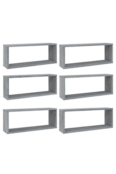 vidaxl Rafturi de perete cub, 6 buc., gri sonoma, 60x15x23 cm, lemn