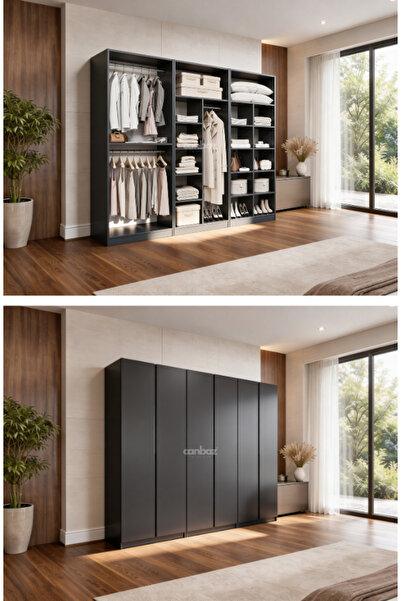 CANBAZ FURNİTURE Mira modüllü 6 MDF kapaklı%100 MDF (KURULUM DAHİL)