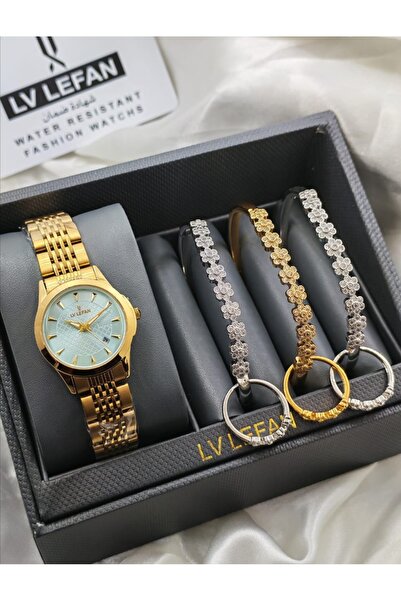 LV LEFAN Women's Watch with 3 Matching Accessory Bracelets.