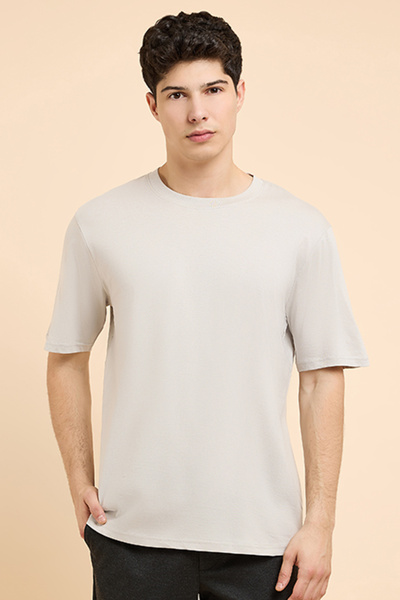 R&B Solid T-Shirt with Crew Neck and Short Sleeves