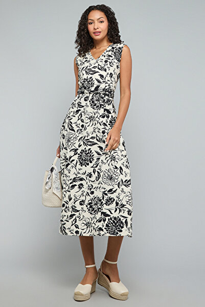 R&B Printed Sleeveless Midi Dress