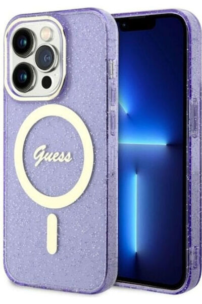 Guess MagSafe Πίσω Θήκη Σιλικόνης με Χρυσό Γκλίτερ (iPhone 14 Pro) Κωδικός: G...