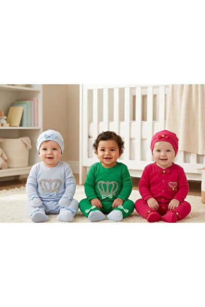 MİNİSHOOW 100% Cotton 3-Piece Baby Romper Set