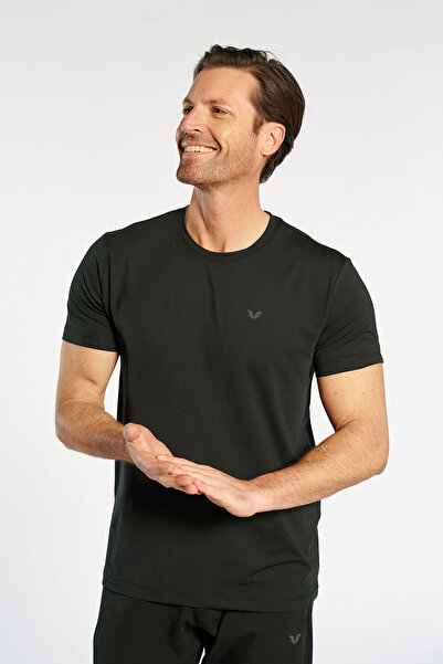 bilcee Men's Black Crew Neck Aktive Sports T-Shirt 4929