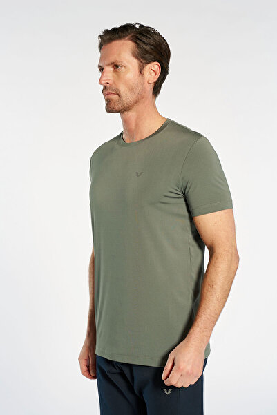 bilcee Men's Green Crew Neck Aktive Sports T-Shirt 4929