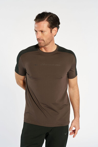 bilcee Men's Printed Training Brown T-Shirt 4895