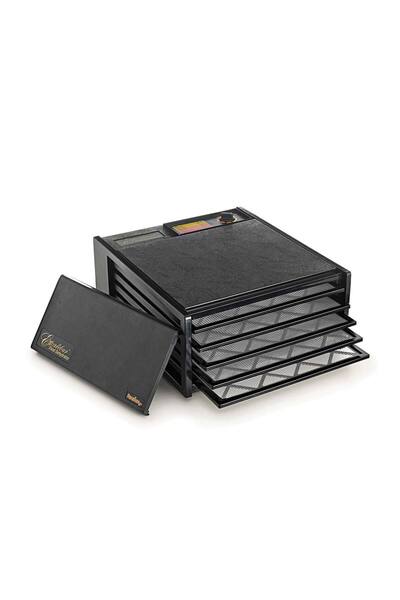 Excalibur مجفف طعام بخمس صواني، تناظري، بدون مؤقت، باب أسود، 4500220GB