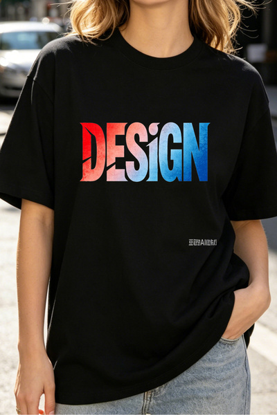 Fleck Womens T Shirts Design Gradient Text Oversized Casual Streetwear Style