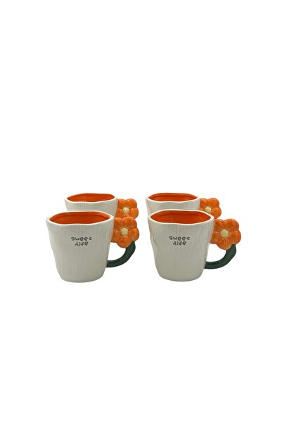 B&D Orange Flower Ceramic Mug 1PC – Elegant Floral Coffee & Tea Mug with Prem...
