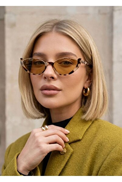 wiyolavision KADIN CAT EYE TREND LEOPAR GOLD ÇERCEVELİ ULTRA HAFİF UV400 FİLT...