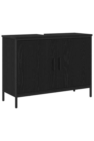 vidaxl Dulap pentru Chiuveta de Baie Stejar Negru 80 x 30 x 60 cm
