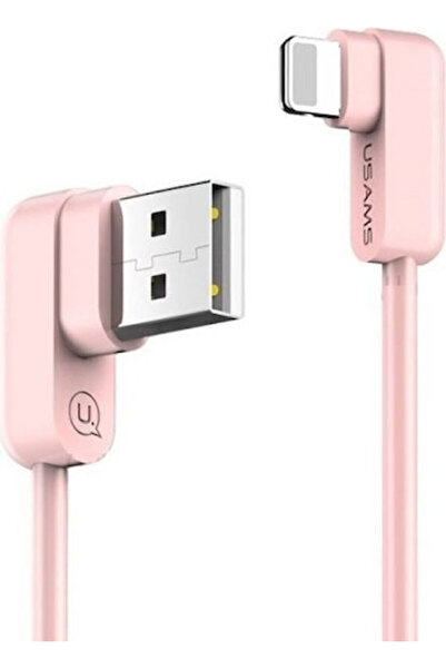 Usams SJ165 Γωνία (90 ° Καλώδιο USB-A σε Lightning Ροζ 1.2μ (IPUSBCY03)