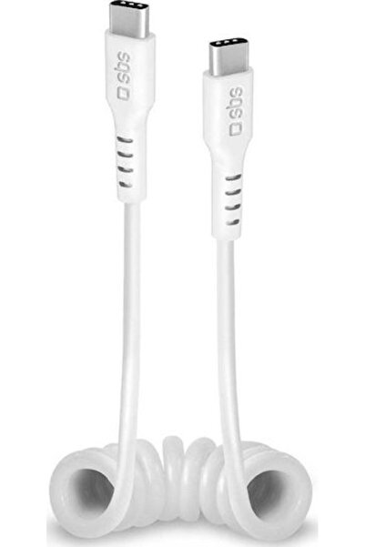 SBS Πλεγμένο Καλώδιο USB 2.0 USB-C αρσενικό - USB-C 60W Λευκό 1μ (TECABLETYPC...