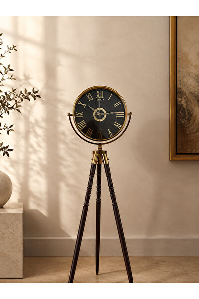 MİRO EXPRESS HND Gold Tripod Ayaklı Dekoratif Metal Salon Saati 180 cm