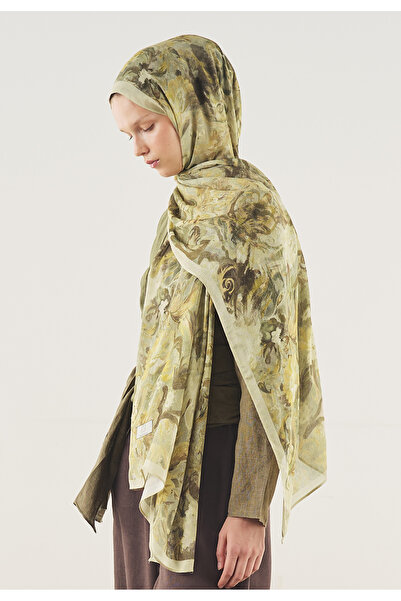 Freshscarfs Πράσινο φλοράλ σάλι από βισκόζη με μοτίβο κλασικής διαδόχειας