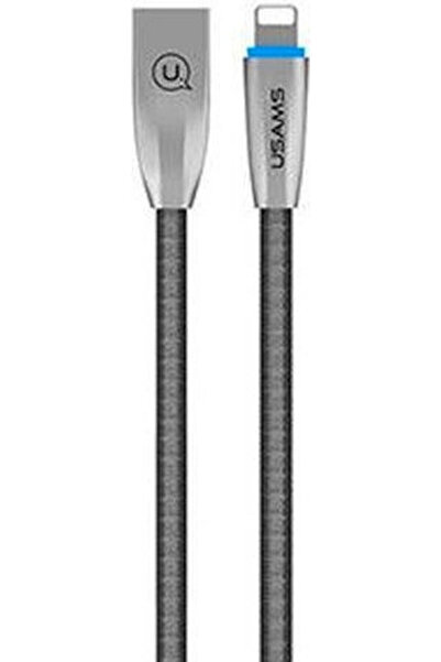 Usams Πλεγμένο / Επίπεδο / LED Καλώδιο USB-A σε Lightning Γκρι 1.2μ (IPZSUSB02)