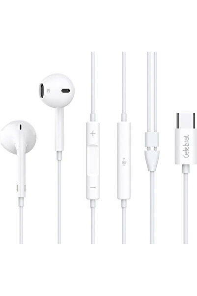 Celebrat E500 Ενδοωτικά Ακουστικά Handsfree με Σύνδεση USB-C Λευκά
