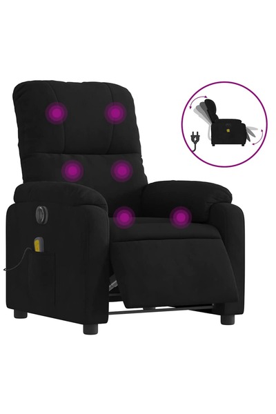 vidaxl Fotoliu de masaj rabatabil electric, negru, microfibră