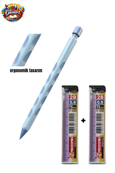 Glanart ergonomik tasarımlı 0,9 mm uçlu kalem seti (1 adet kalem , 2 adet uç ...