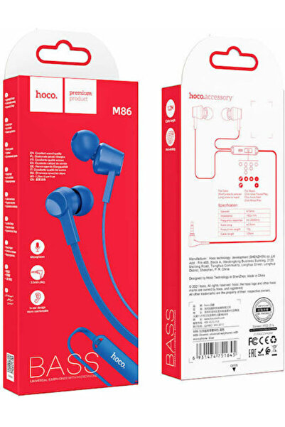 hoco. Hoco M86 Ενδοωτικά Handsfree με βύσμα 3.5mm Μπλε