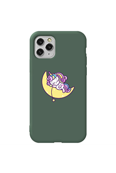 Other Apple iPhone 11 Pro Sleeping horse Dark Green Colored Silicone TPU Θήκη