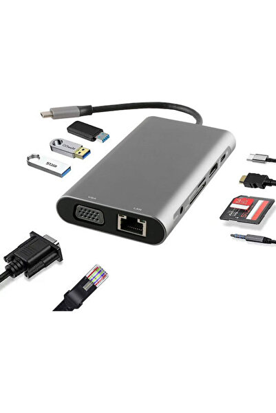 NSP N17 USB-C Σταθμός Σύνδεσης με HDMI 4K PD Ethernet Γκρι