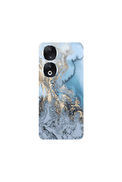Other Honor 90 5G Marble Gold Design Transparent Silicone TPU Θήκη
