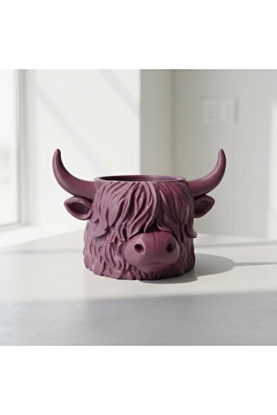OEM Highland Cattle Decorative Pot, Mini Plant Stand