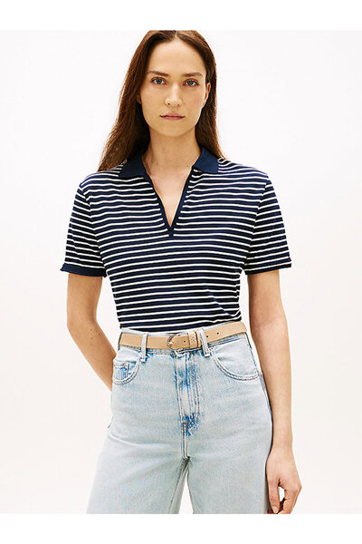 Tommy Hilfiger Women's Lyocell Pique Open Polo T-Shirt