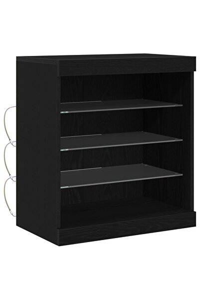 vidaxl Bufet LED Stejar Negru 60,5 x 37 x 67 cm Lemn compozit