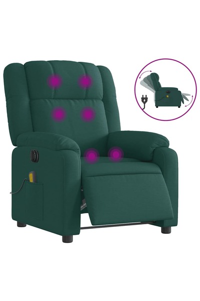 vidaxl Fotoliu electric de masaj rabatabil, verde închis, textil