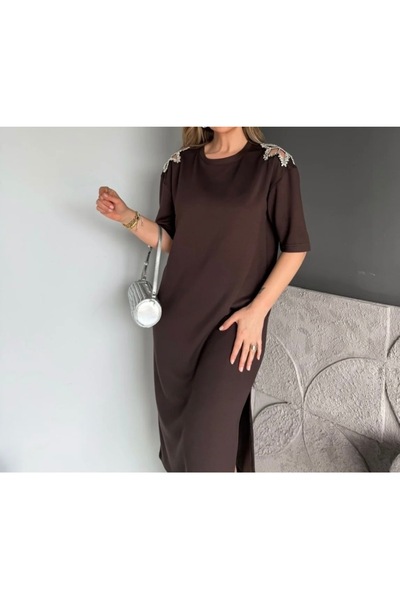 YASEMİN Kahve rengi elbise