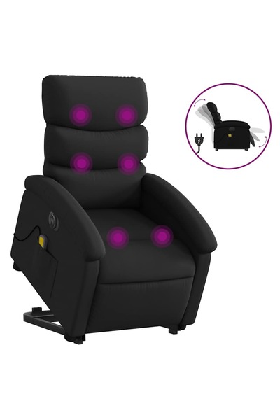 vidaxl Fotoliu electric masaj rabatabil cu ridicare, negru