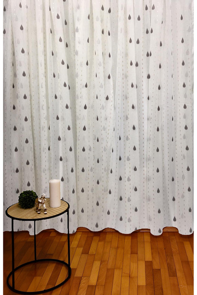 Liz Line Perdea brodata mecanic, culoare alb/mov, 400x245cm, din colectia Esf...