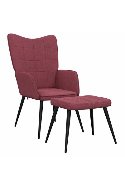 vidaxl Scaun de relaxare cu taburet, roșu vin, textil