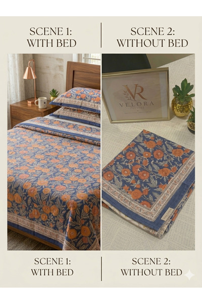 Velora Cottons Velora Classic Block-Print Flat Sheet