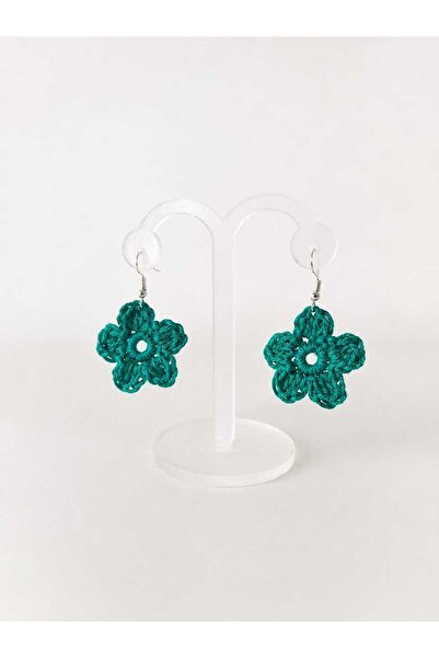 OEM Cercei handmade floare, crosetati, perfecti pentru vara - verde smarald
