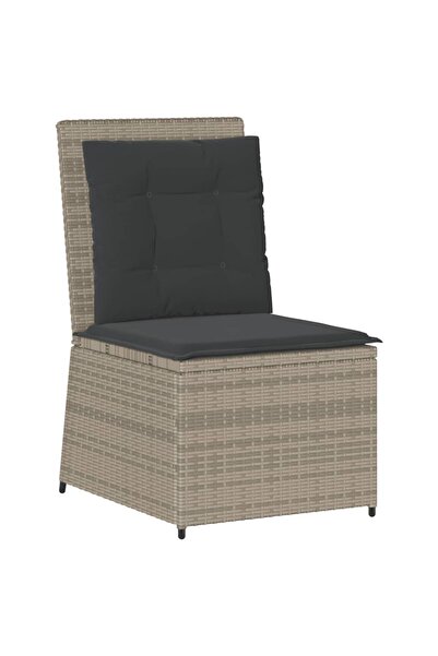 vidaxl Folding garden sofa with cushions, light grey, poly rattan