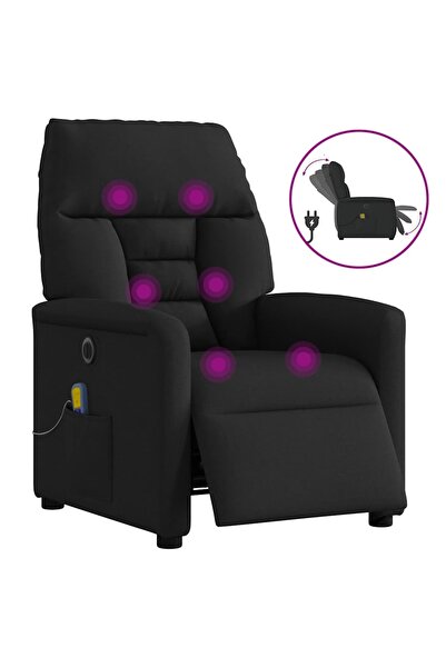 vidaxl Fotoliu electric de masaj rabatabil, negru, textil