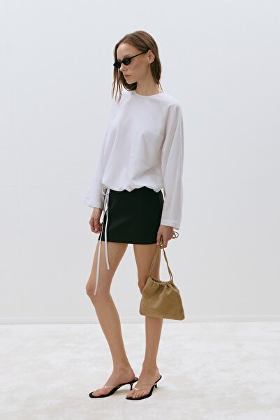 Suud Collection White Jose Large Pocket Linen Blouse