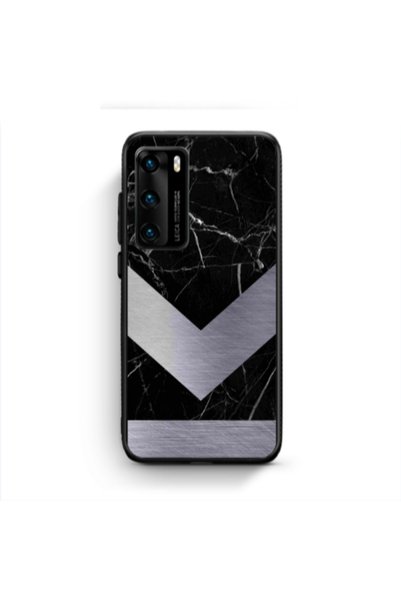 Other Huawei P40 Marble Arrow Down Black Glossy Θήκη