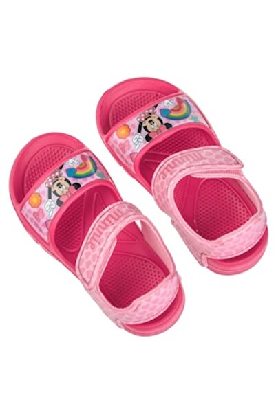 SHOPIENS Girls' Sandals, Pink with Minnie Pattern, Hook-and-Loop Closure, Siz...