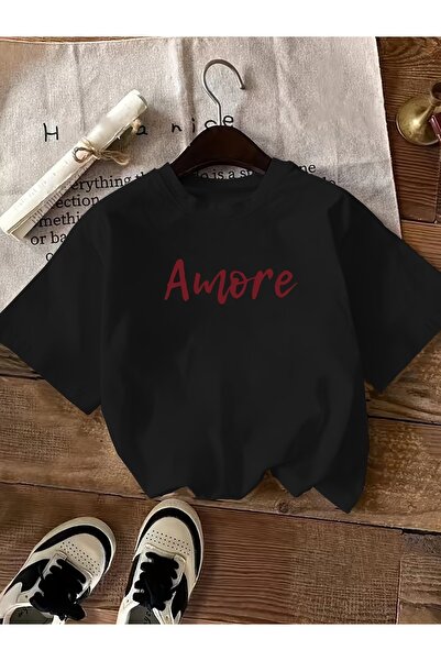 PAVRO Unisex Άνετο T-shirt με μικτό σχέδιο και στάμπα