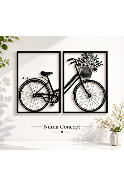 Numa Concept Salon Ofis Ve Antre İçin MDF Çiçekli Bisiklet Tablo| 60x40