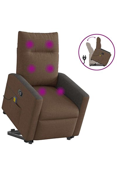 vidaxl Fotoliu de masaj rabatabil cu ridicare, maro, textil