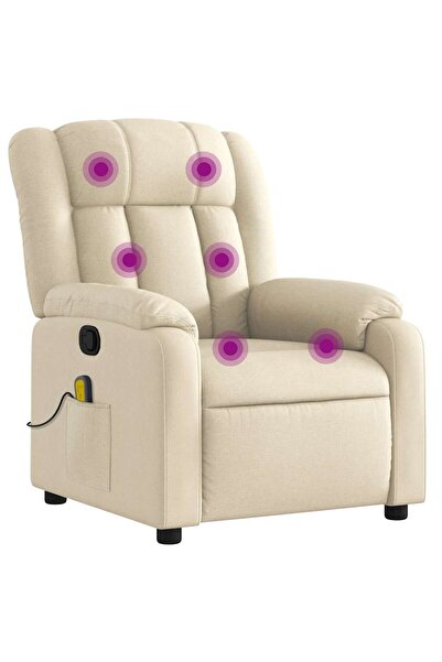 vidaxl Fotoliu rabatabil de masaj, crem, material textil