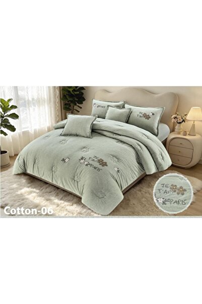 Brides 100% Cotton Bedspread Summer Style - Plain and Plain - 4 Pieces - 220X...
