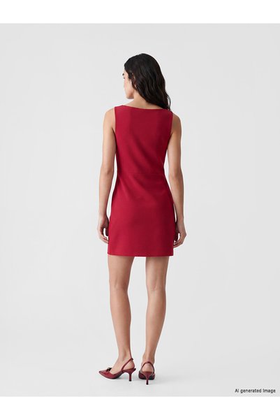 LC Waikiki Square Neck Mini Dress with Waist Belt
